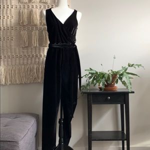 Black stretch velvet nwt jumpsuit